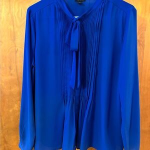 Ann Taylor Royal Blue Pleated Blouse